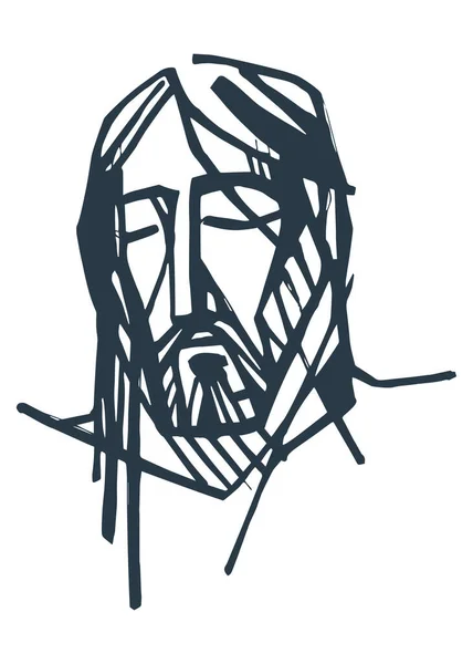 Cyfrowa Ilustracja Lub Rysunek Jezusa Chrystusa Twarz Jego Pasji — Wektor stockowy