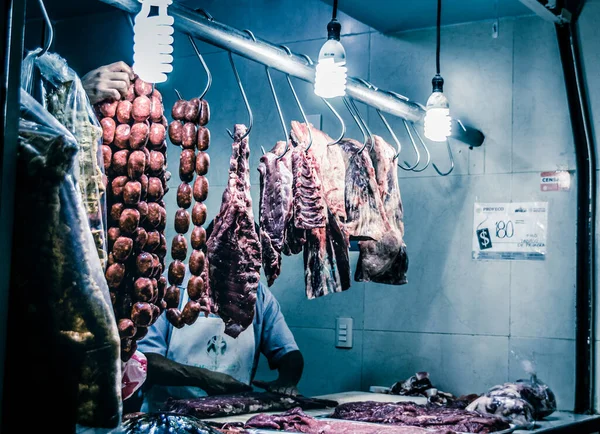 Oaxaca Oaxaca México 2021 Carne Crua Venda Mercado Tradicional Oaxaca — Fotografia de Stock