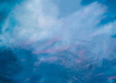 El çizimi dijital illüstrasyon veya soyut doğal bir manzaranın çizimi