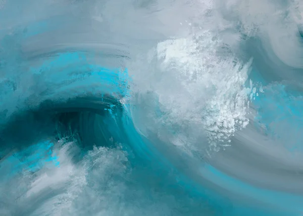 Ручна Намальована Цифрова Ілюстрація Або Малюнок Абстрактної Природної Морської Хвилі — стокове фото