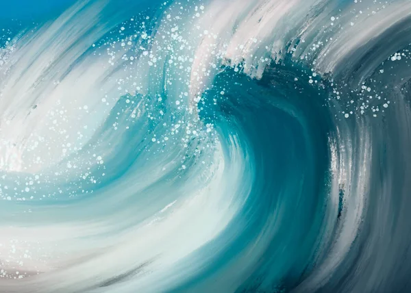 Ручная Цифровая Иллюстрация Рисунок Абстрактной Естественной Морской Волны — стоковое фото