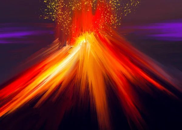 Hand Drawn Digital Painting Abstract Colorful Volcano — Stock Photo, Image