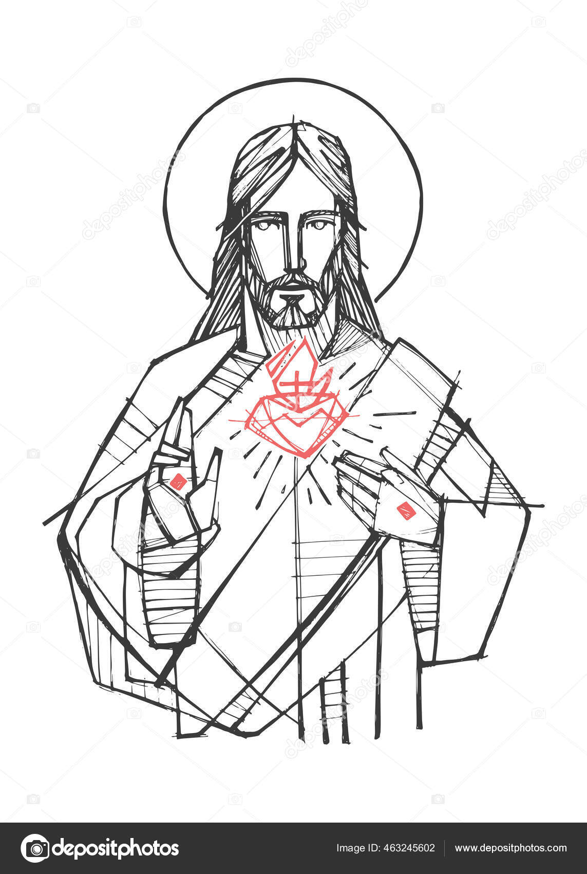 Jesus Christ Drawing. Greeting Card by Tom Hill