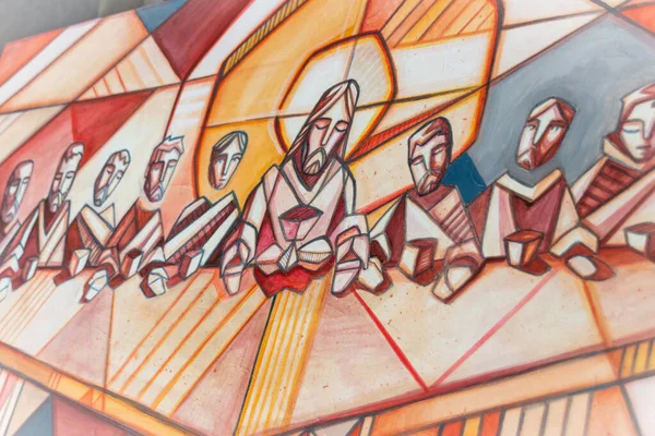 Foto Van Een Artistiek Schilderij Van Jezus Christus Zijn Discipelen — Stockfoto