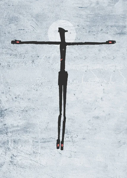 Χειροποίητη Απεικόνιση Σχέδιο Του Ιησού Χριστού Στο Σταυρό — Φωτογραφία Αρχείου