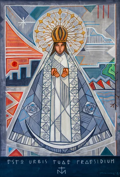 Pintura Virgem Carvalho Espanhol Virgen Del Roble Monterrey México Uma — Fotografia de Stock