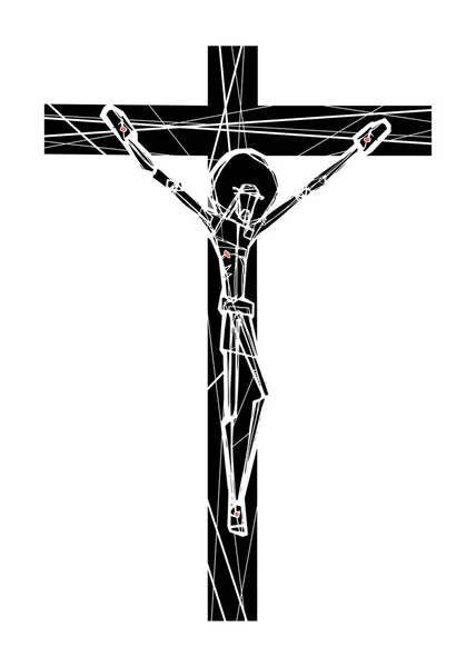 Ручной Рисунок Иисуса Христа Кресте — стоковый вектор