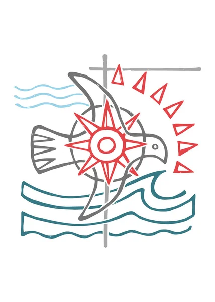 Ilustrație Vectorială Trasă Mână Sau Desen Simbolului Creștin Religios Duhului — Vector de stoc