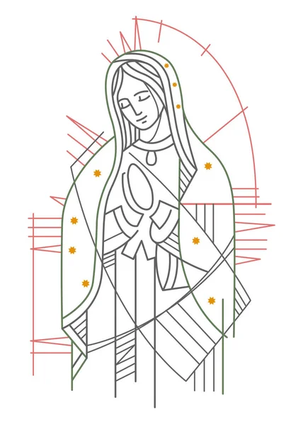 Digitale Illustration Oder Zeichnung Unserer Lieben Frau Von Guadalupe — Stockvektor