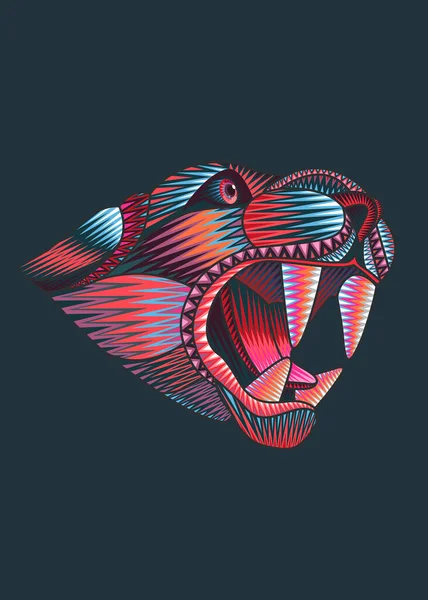Hand drawn vector illustration or drawing of a colorful mexican indigenous jaguar in a traditional alebrije style