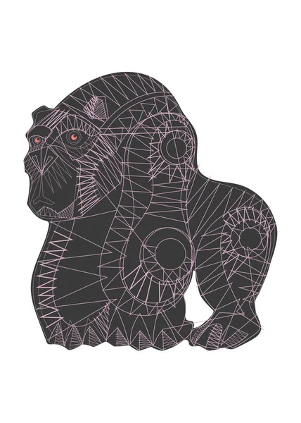 Ilustración Vectorial Dibujada Mano Dibujo Una Gorila Indígena Mexicana Estilo — Vector de stock