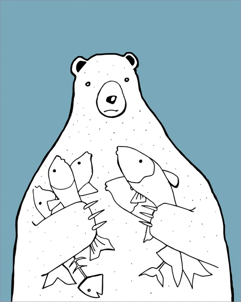 熊与鱼 — 图库矢量图片