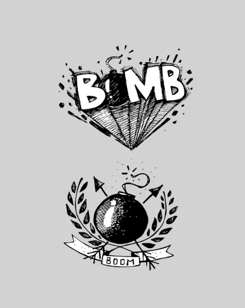 Bombe avec texte - boom — Image vectorielle