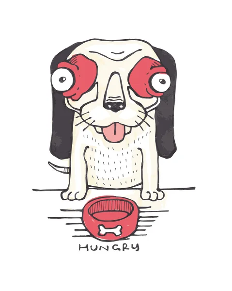 Hungry dog with plate — Stock Vector