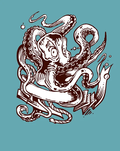 Pulpo - ilustración vintage — Vector de stock