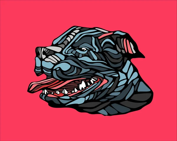 Perro pitbull sobre fondo rojo — Vector de stock