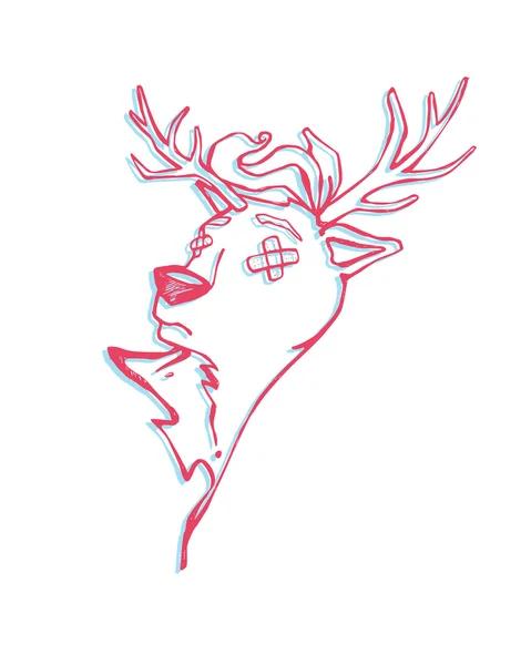 Ruky nakreslené ilustrace jelenů — Stockový vektor