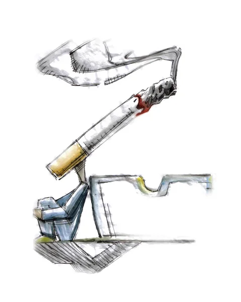 Человек с сигаретой вместо головы — стоковый вектор