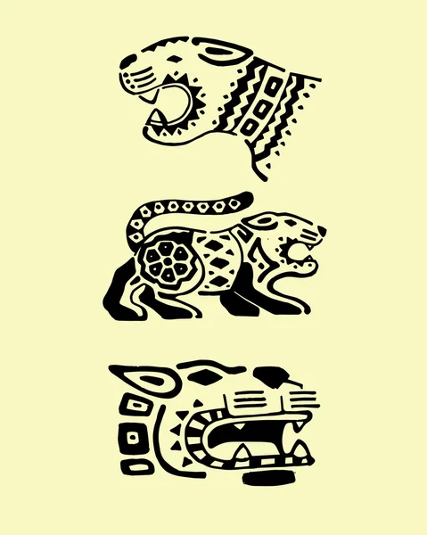aztec mayan tattoos jaguar and warrior in red color isolated Stock Vector   Adobe Stock