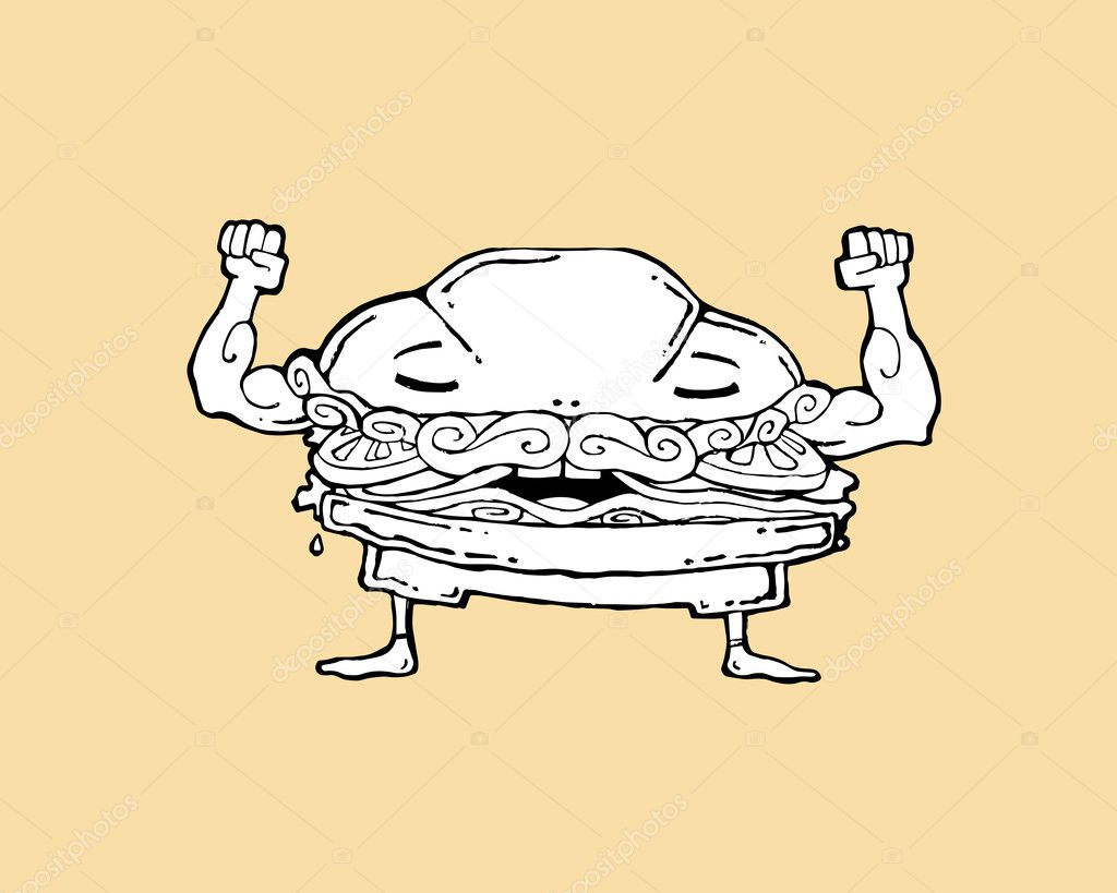 Hamburger with hands on yellow