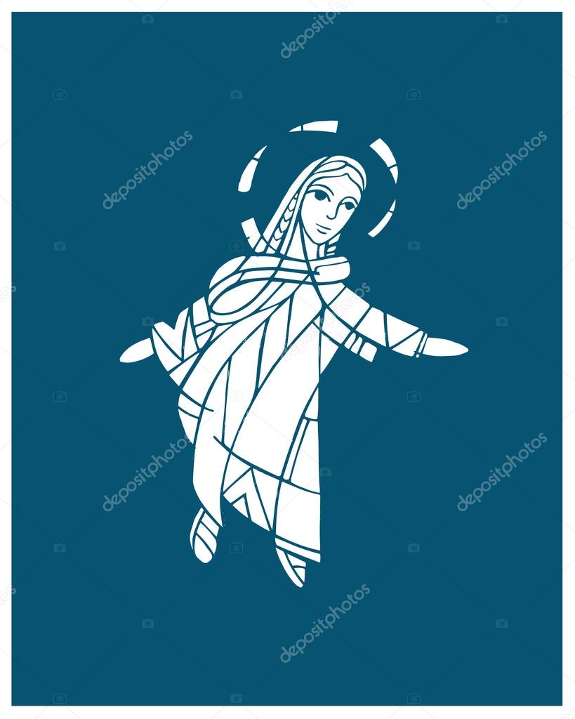 Blessed Virgin Mary contour drawing
