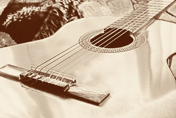 Detail van akoestische gitaar — Stockfoto