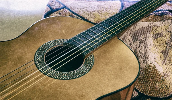 Detail van akoestische gitaar — Stockfoto