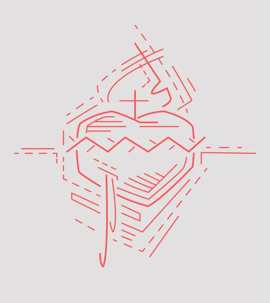 Hand des Heiligen Herzens gezeichnet — Stockvektor