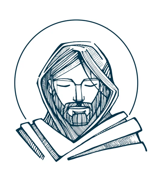 Cara de Jesús Vector dibujado a mano ilustración o dibujo de cara de Jesús — Archivo Imágenes Vectoriales