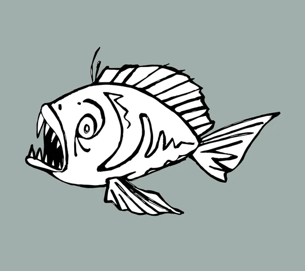 食人鱼手绘 — 图库矢量图片