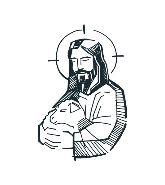 Jesus Good Shepherd — Stock Vector