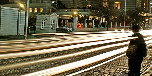 Městské osvětlení na noční scéna — Stock fotografie