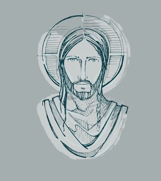 Jésus visage serein — Image vectorielle