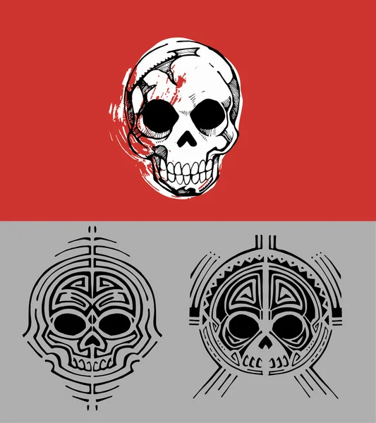 Calaveras dibujadas a mano — Vector de stock