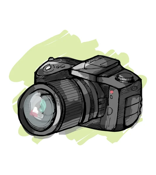 Reflex caméra dessinée à la main — Image vectorielle