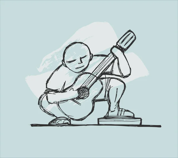 Drawing of a guitar player — Stock Vector