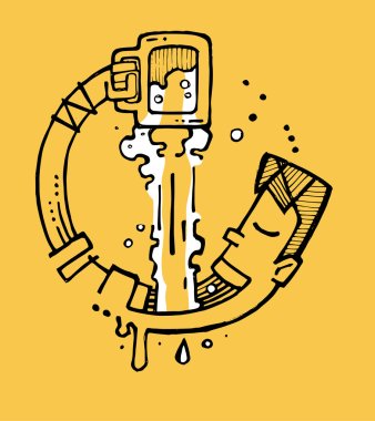 Drinking beer  Hand drawn clipart