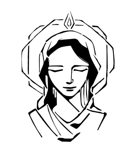 María en el dibujo de Pentecostés — Vector de stock