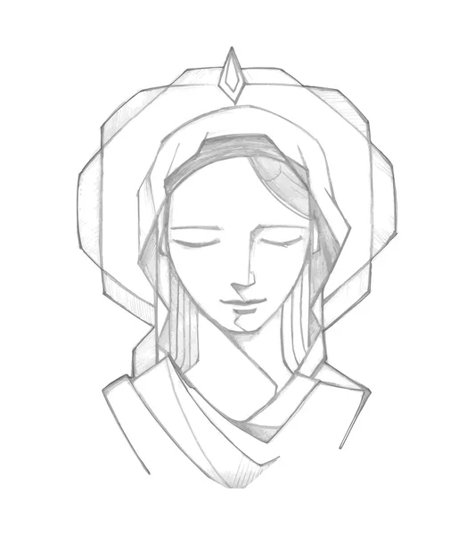 María en el dibujo de Pentecostés — Vector de stock