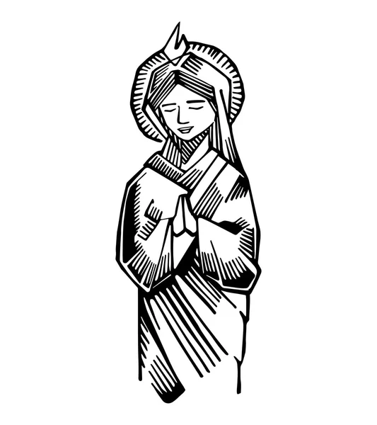 Maria no desenho de Pentecostes — Vetor de Stock