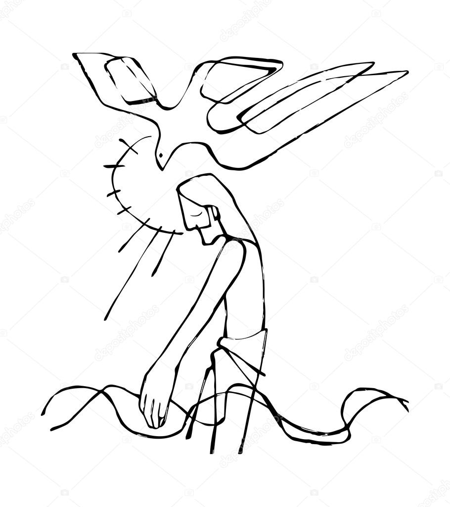 Jesus baptism drawing Jesus Christ at His Baptism — Stock Vector