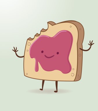 Crtoon kızarmış ekmek ile mermelade