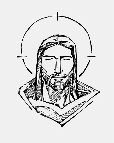 Jésus Christ visage serein — Image vectorielle