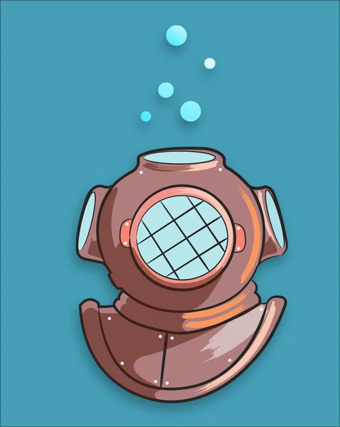 Cartoon Diver vecchio casco — Vettoriale Stock