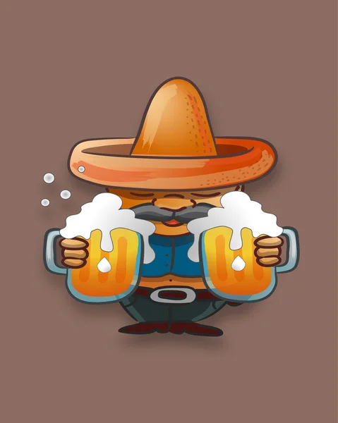 Dessin animé Homme avec bière — Image vectorielle