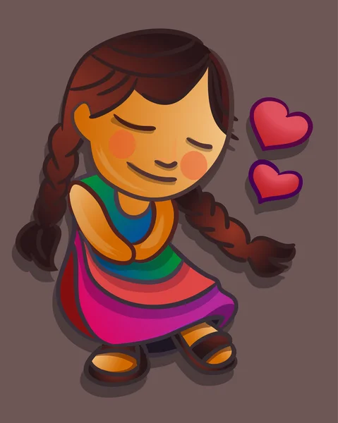 Desenhos animados menina indígena no amor — Vetor de Stock