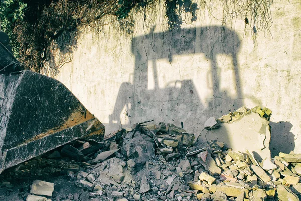 Máquina de construção sombra — Fotografia de Stock