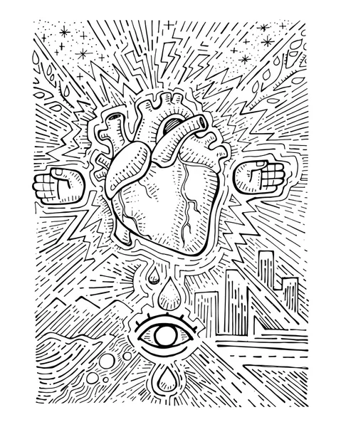 Corazón eléctrico urbano — Vector de stock