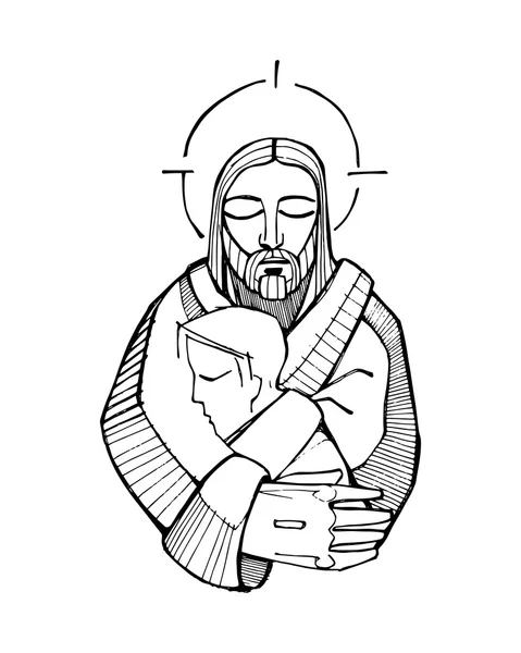 Jesucristo concepto de misericordia — Archivo Imágenes Vectoriales