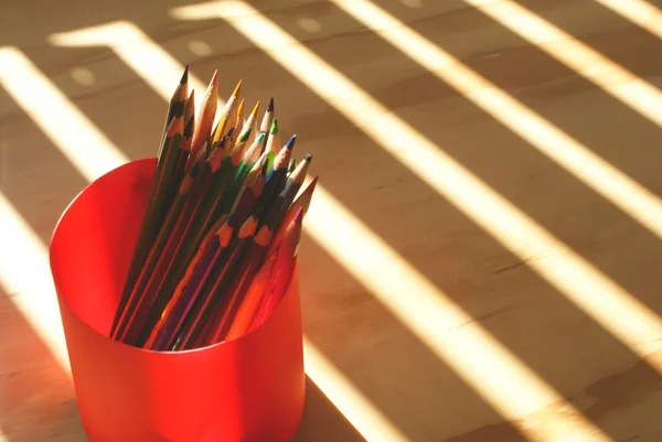 Wooden colored pencils — Stock Photo, Image